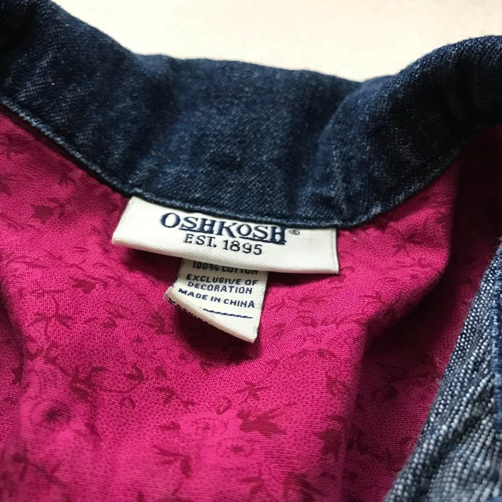 Vintage Y2K OshKosh Bgosh Denim Long Sleeve Shirt Dress Girls Size 6 Cotton Jean